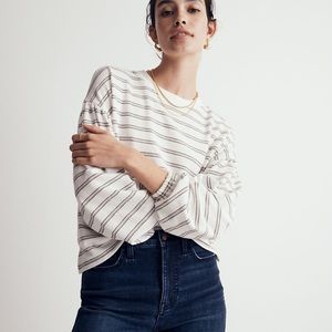 Madewell Cotton-Blend Long-Sleeve Tee in Stripe